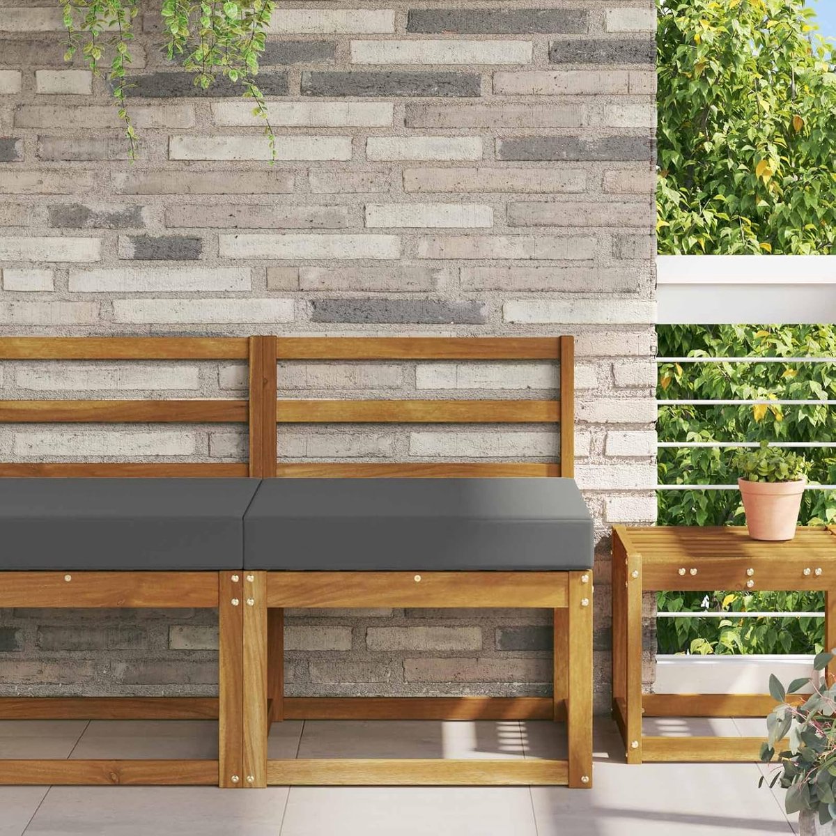 Bankkussen voor buiten, antraciet, 60 x 60 x 8 cm, polyester, rugkussen, palletbekleding, zitkussen voor palletmeubels, tuinmeubelen, 900693
