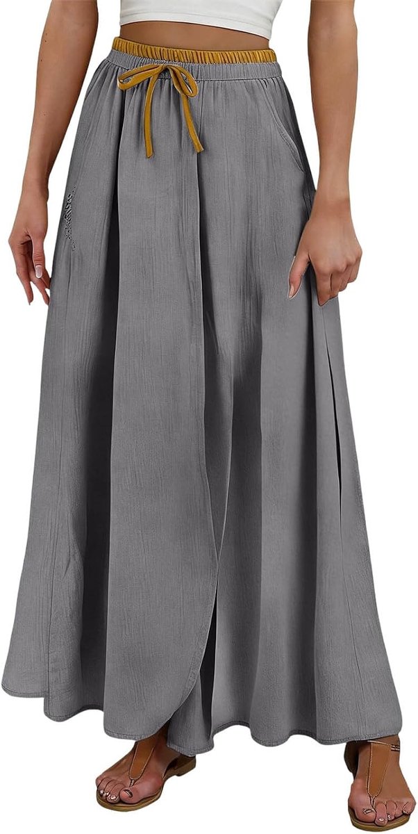 Damesrok, hoge taille, geplooid, uitlopend, trapezium, portemonnee, rekbaar, elastisch, gevoerd, effen, modieus, kantoor, avond, werk, dagelijks gebruik, vakantie, A94