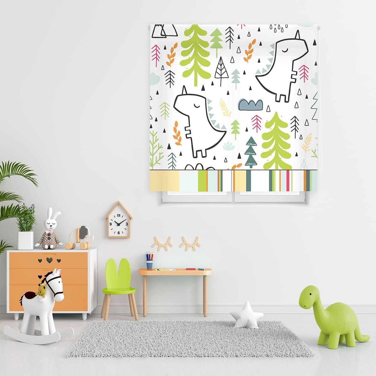 Digitaal | lichtdoorlatend rolgordijn met digitale print, model Trex Baby, 120 x 180 cm (b x h), stofgrootte 117 x 175 cm, rolgordijn