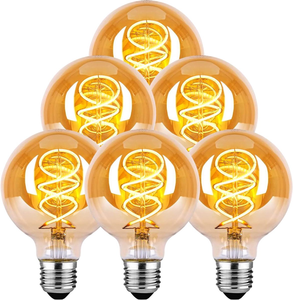 LED Vintage Gloeilamp, Dimbare Gloeilamp E27 4W LED Warm Wit, Vintage Edison Dimbare Lamp E27 Ideaal voor Nostalgie en Retro Verlichting - Amber - 6 Stuks (G80 HPS)