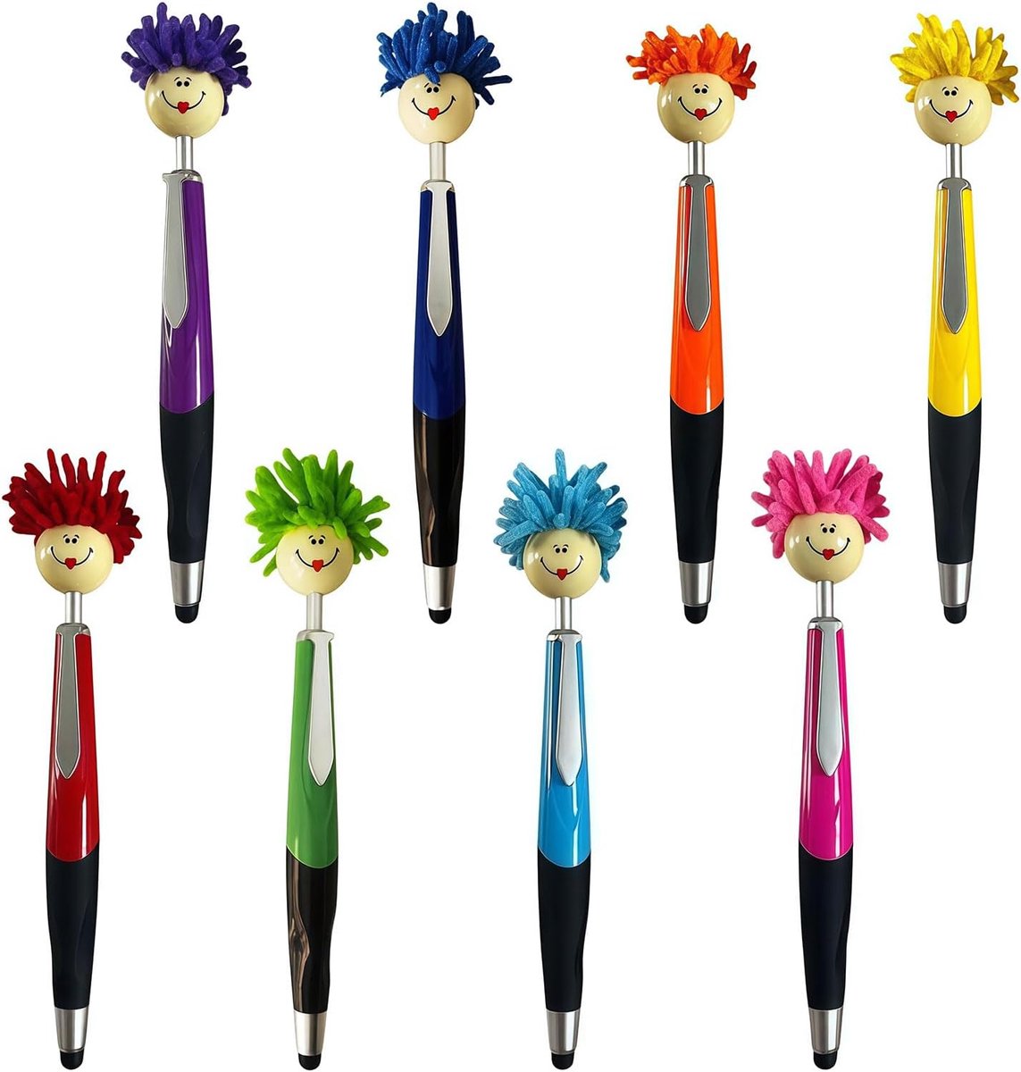 Balpennen met mopkop, met pluche haar-schrijf klikpen, draagbare, schattige cartoon multifunctionele signeerpen, decor geschenk voor kantoor en thuis