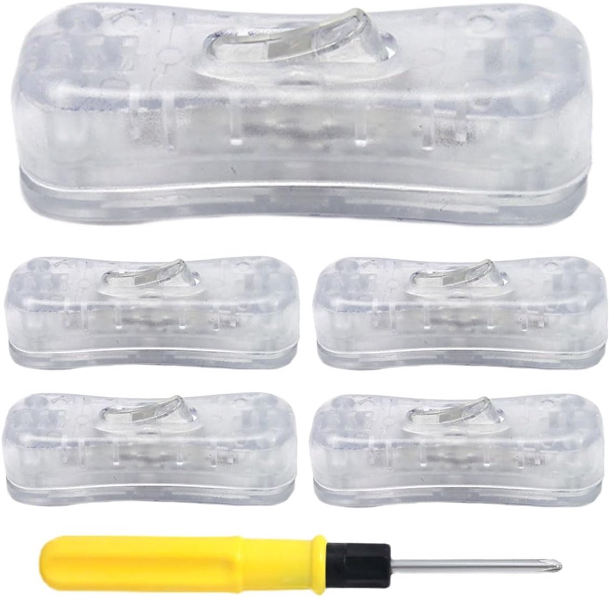Schakelaar, 2 A/250 V, lampschakelaar, kabelaansluitkabel, snoerschakelaar voor lampen, tafellampen, staande lampen, online middenschakelaar, 5 stuks (transparant)