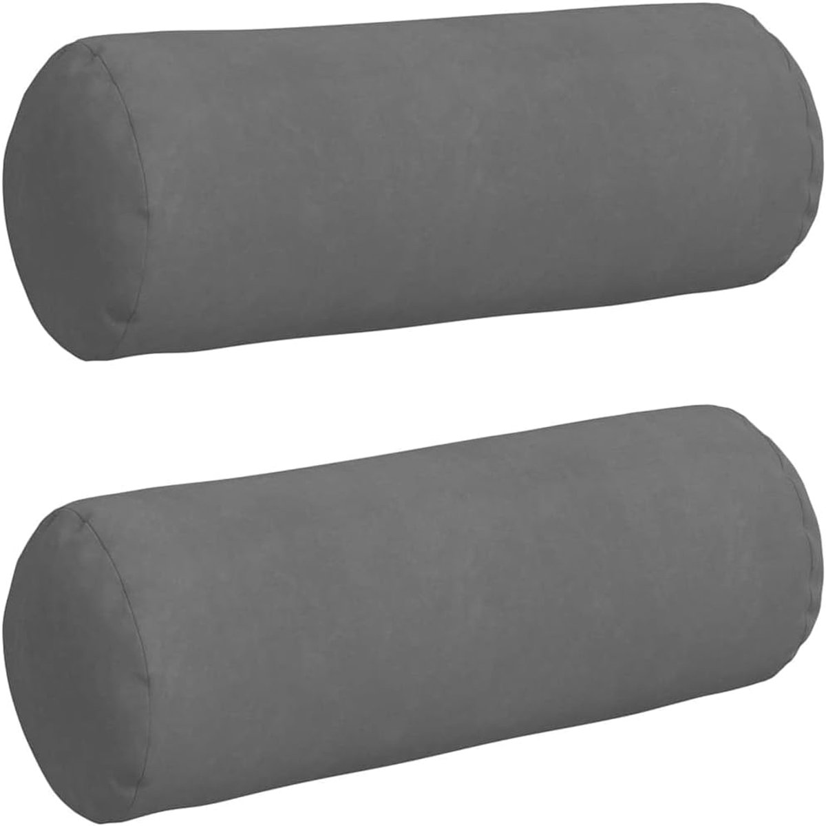 Kussens, 2 stuks, donkergrijs, diameter 25 x 70 cm, met microvezelstof, polyestervulling en ritssluiting, kussensloop voor bank en bed