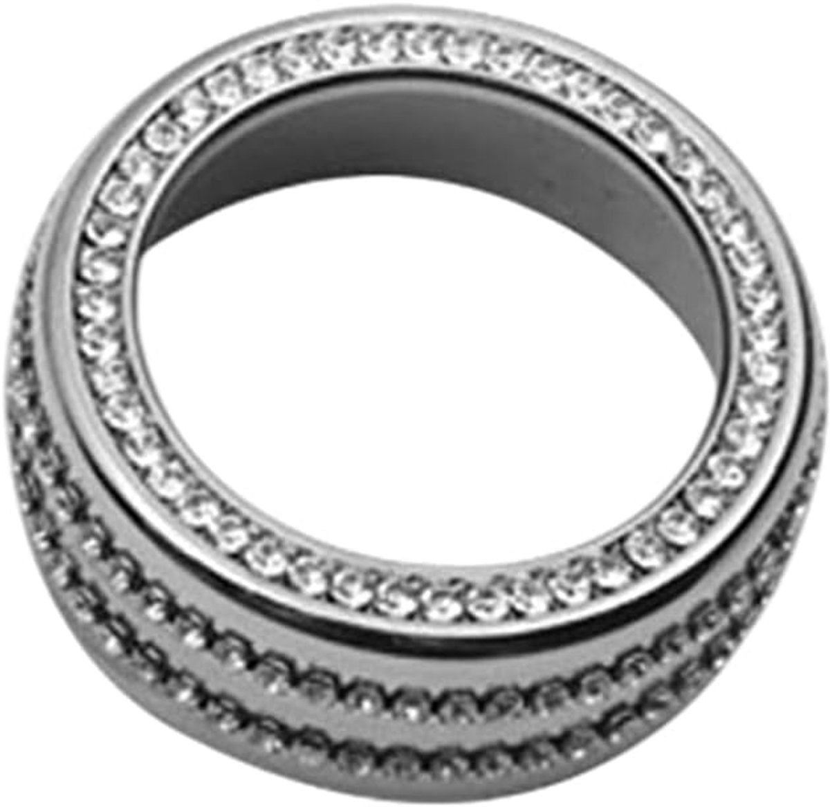 Interieur Trim Bling Accessoires geschikt voor Infiniti QX50 Q50 Auto Multimedia Knop Cover Strass Decals Ringen Multimedia knob ZILVER