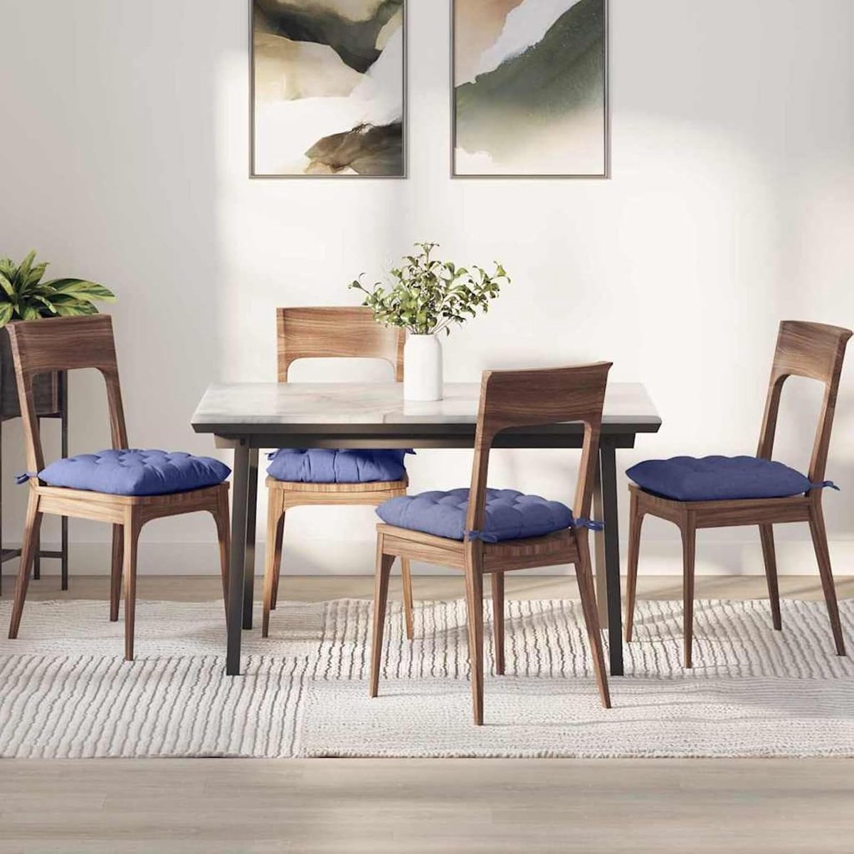 Zitkussen 2 stuks jeans blauw 40 x 40 x 6 cm stof, stoelkussen zachte zitkussens outdoor kussens voor woonkamer tuin camping gastronomie bistro terras 42015160