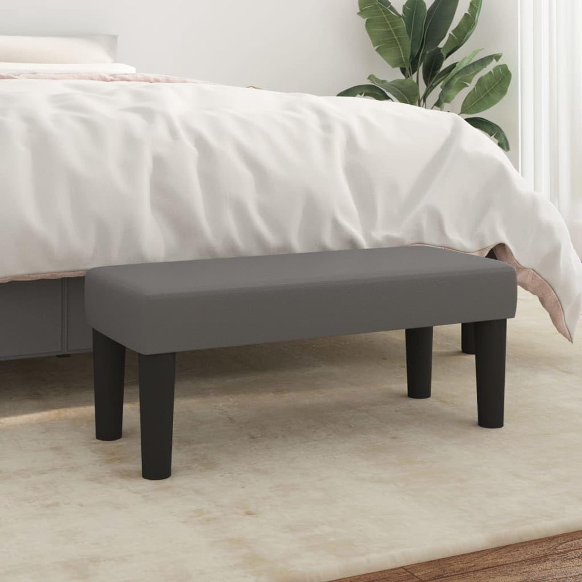 Grijs, 70 x 30 x 30 cm, met grijze bekleding, kunstlederen bank met schuimvulling voor extra zitcomfort, duurzaam en vuilafstotend materiaal
