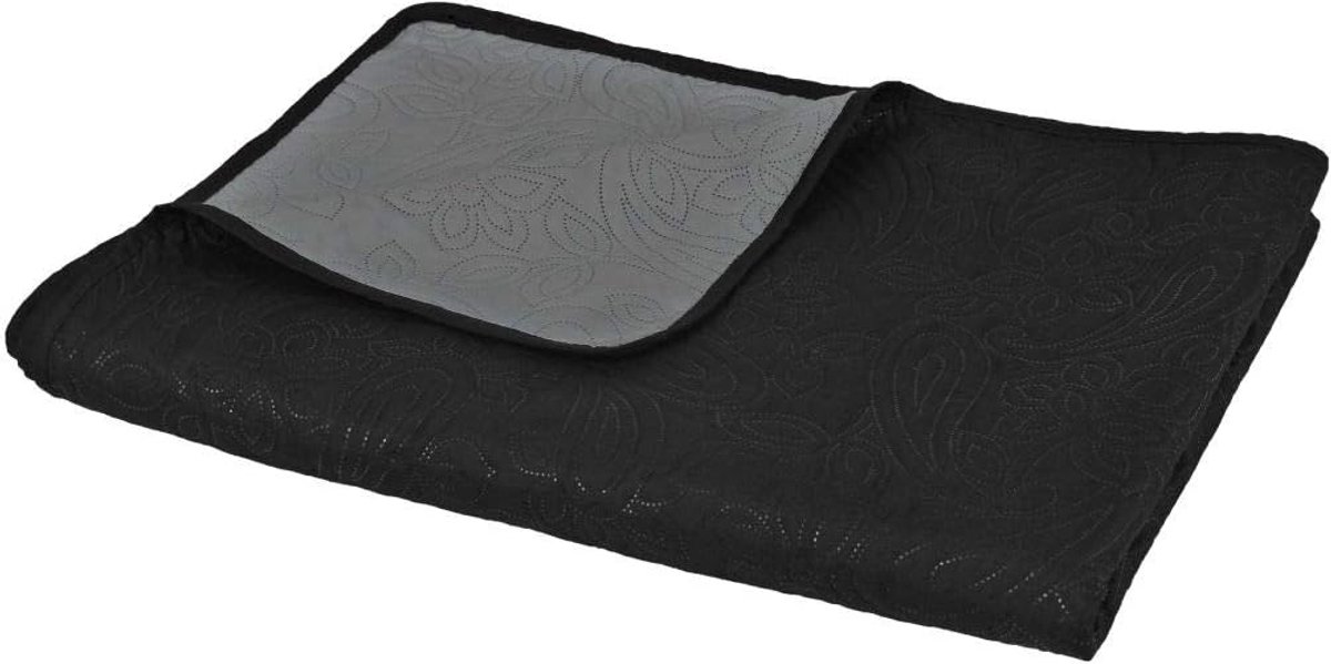 Sprei Double-Face doorgestikt crème en bruin/grijs en zwart/wit en zwart, 170 x 210 cm/220 x 240 cm/230 x 260 cm