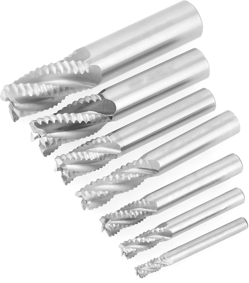 7-delige set met 4 groeven, 6-20 mm, HSS, frezen, voorbewerken, frezen, frezen, frezen, frezen, frezen, frezen, frezen