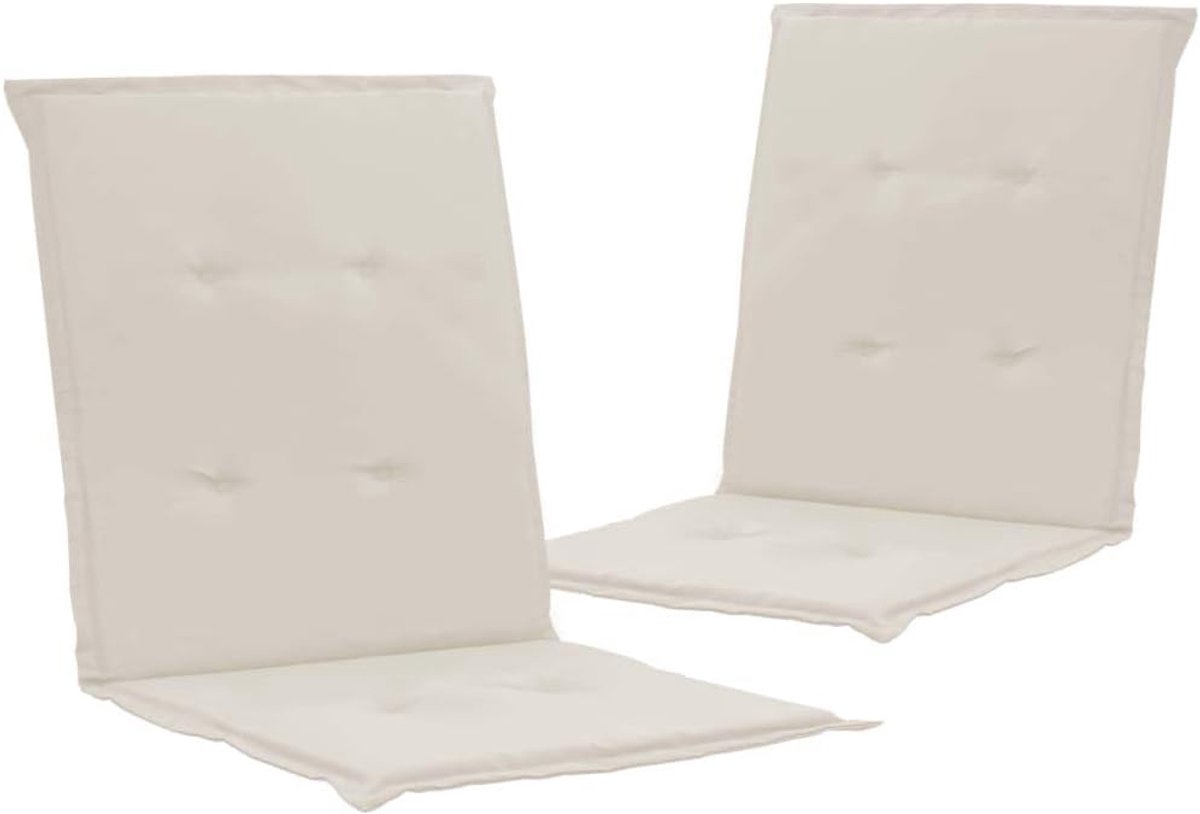 Tuinstoelkussen, 2 stuks, crème, 100 x 50 x 3 cm, tuinstoelkussen voor kussens met lage rugleuning