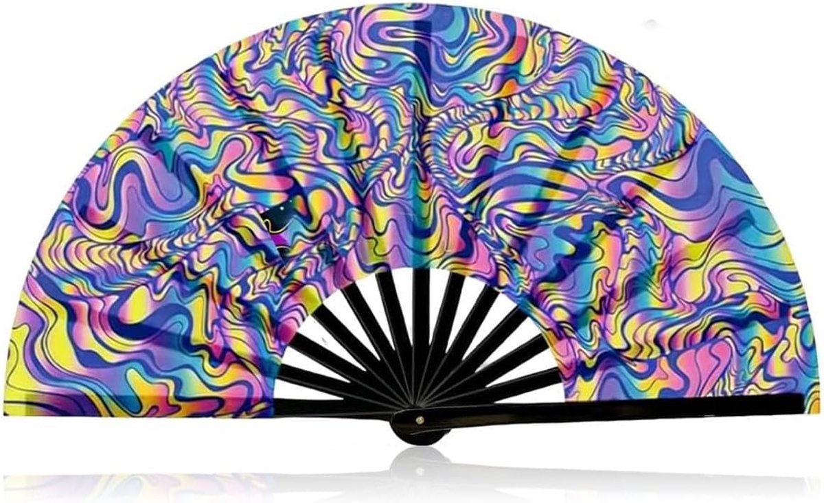 Vouwbare handvakken van kunststof met kleurrijke strepen voor festival en feest, Rave Fan met luid klok-effect,dans en prestaties, Neon Deko voor bruiloft en club