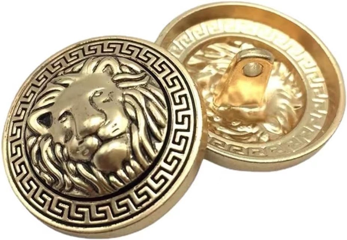 Knopen – modieus leeuwenkop van metaal, voor mannen en vrouwen, blazer, jas, uniform, overhemd, kostuum en jas (goud, 15 mm)