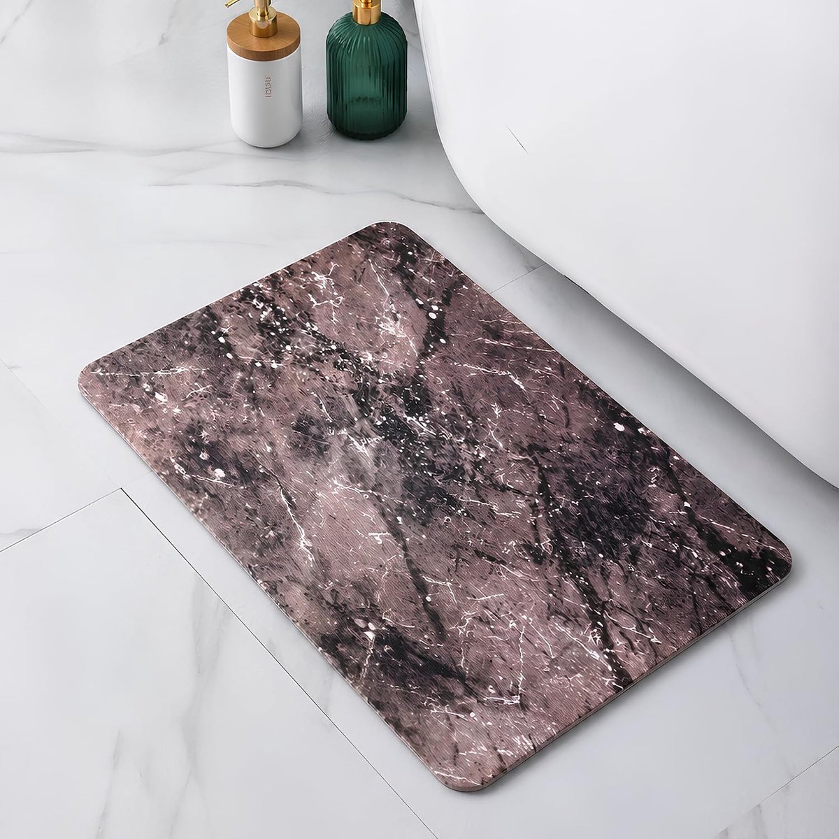 Steen Badmat Anti-slip (60 x 39 cm)| Sneldrogende Douchemat Super Absorberend | Badkamer Vloerkleed Schimmelwerend & Hygiënisch | Stone Bath Mat (Pietra Grijs)
