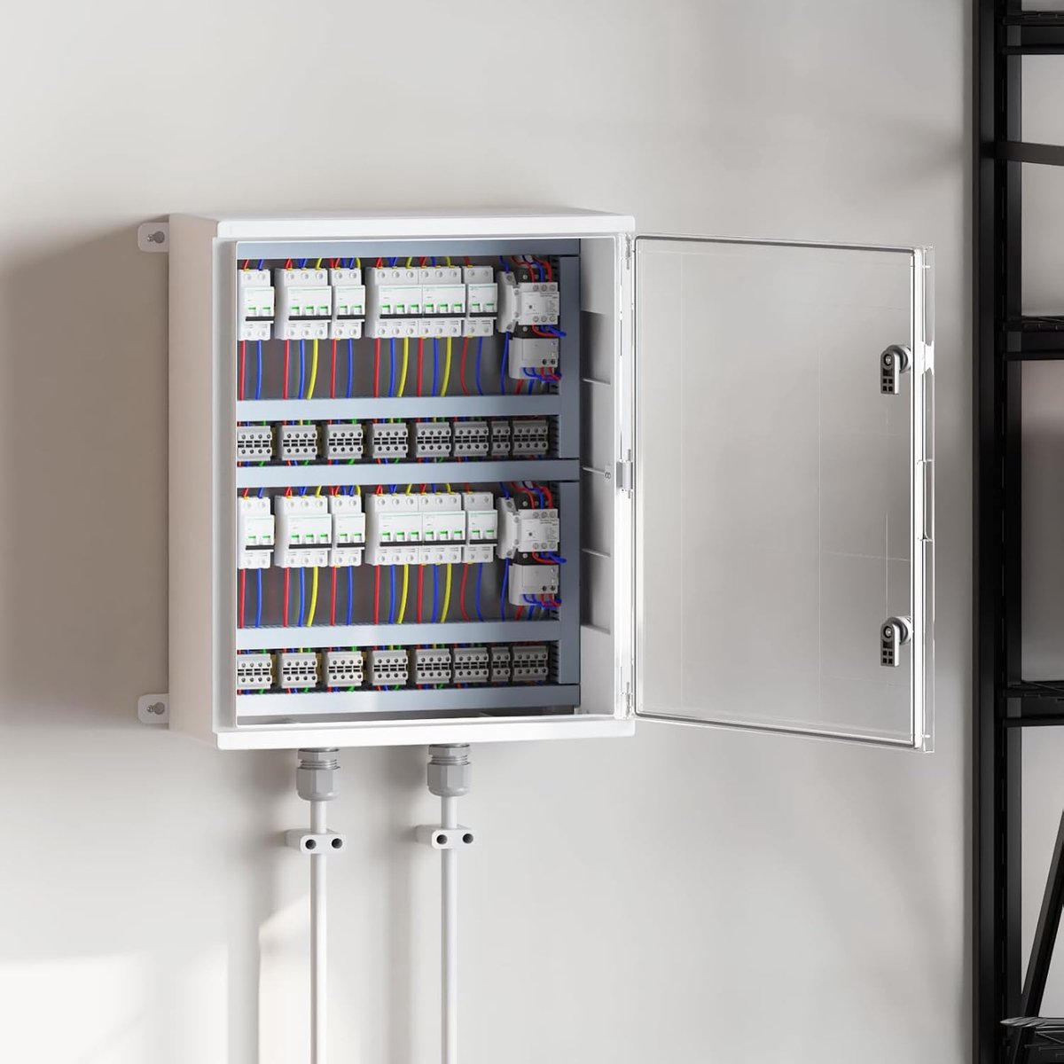 Besturingskasten, IP65 waterdicht, grijs, 50 x 22 x 60 cm, ABS-kunststof, schakelkast, waterdichte lege behuizing voor automatisering van gebouwen, verdeelkast-vervanging