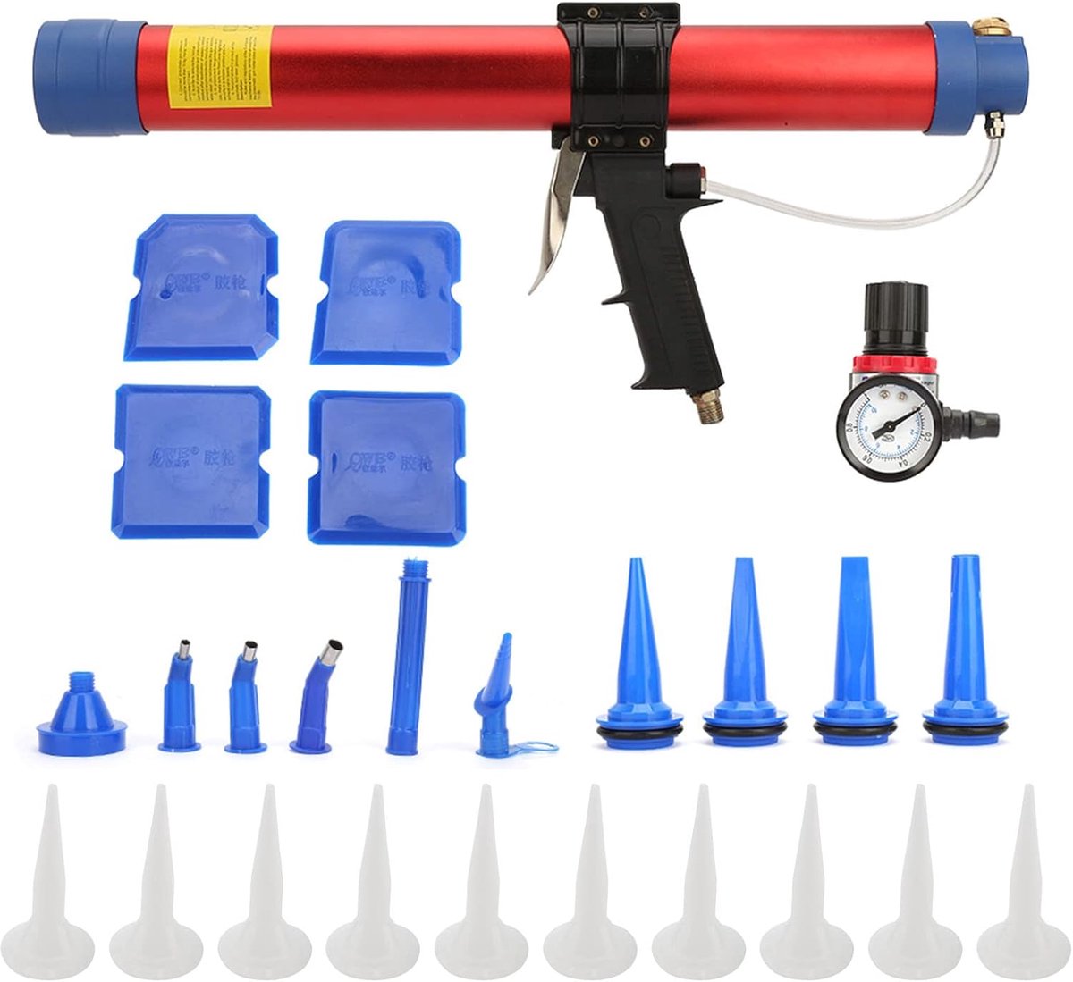 600 Ml Zachte Lijm Luchtpistool Pneumatisch Kitpistool Pneumatisch, Lucht Siliconen Pistool Handgereedschap met Snelheidsmeter voor Architecturale Decoratie
