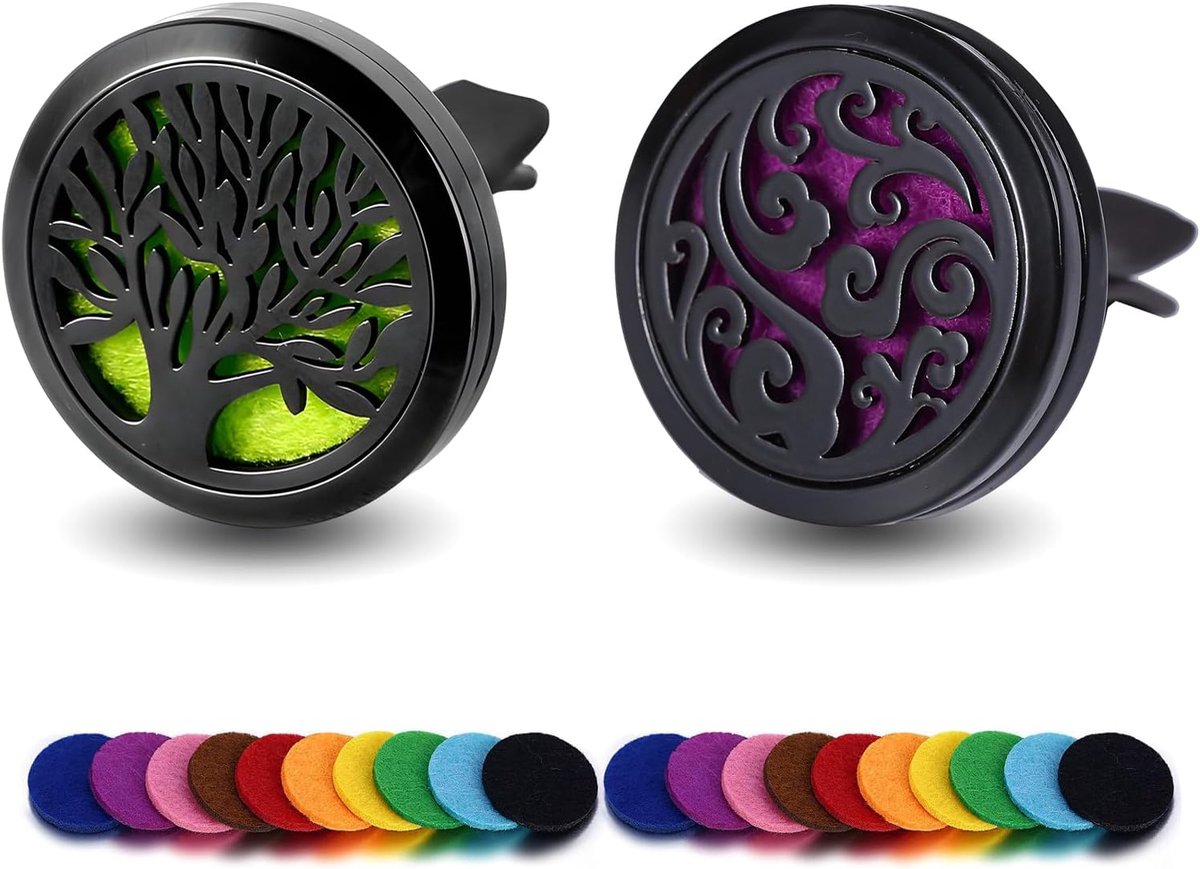 2 stuks, aromatherapie etherische oliediffuser, roestvrij staal, luchtverfrisser, ventilatieclip, autogeur voor auto, woonkamer, kantoor, auto-accessoires, interieur, met