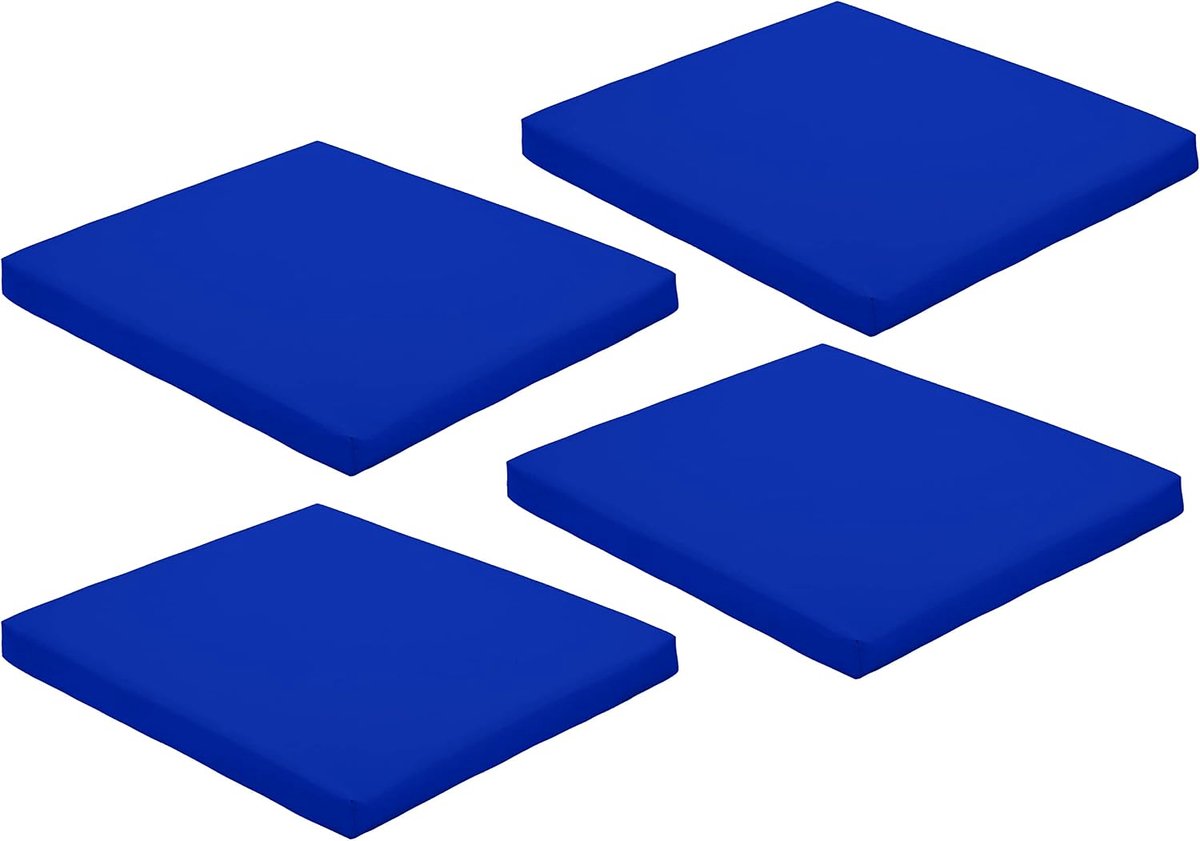 Zitkussen voor tuinstoel, binnen en buiten, eetkamerkussens, waterbestendige terrastuinstoelkussens met veilige banden, duurzaam en comfortabel, 4 stuks (blauw)