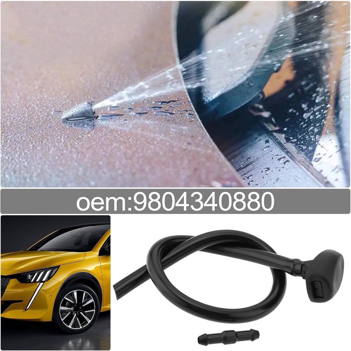 Store 2 Set Voorruit Waterwisser Nozzles Vervanging Deel 9804340880 Ruitensproeiers Jet met Buis Compatibel met Peugeot 208