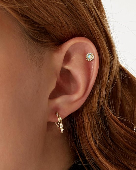 Platina oorbellen in de vorm van een opaalbloem voor labret, lip, tragus, medusa, chirurgisch stalen piercing sieraden voor dames — afbeelding 3