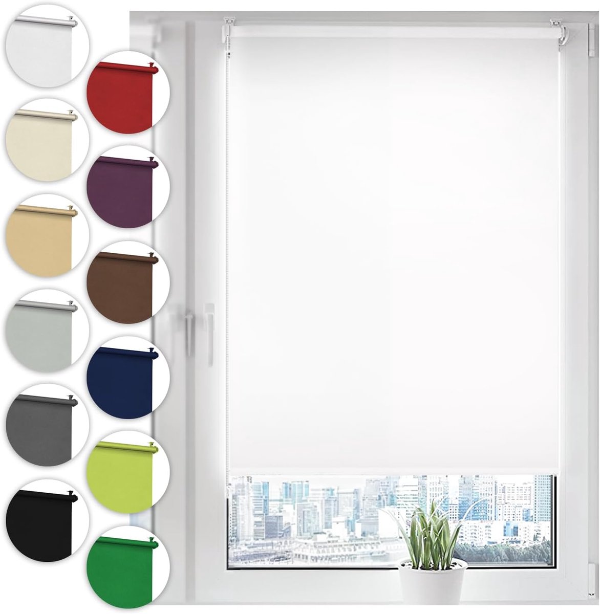 Verduisterend Rolgordijn Zonder Boren 45 x 130 cm Wit