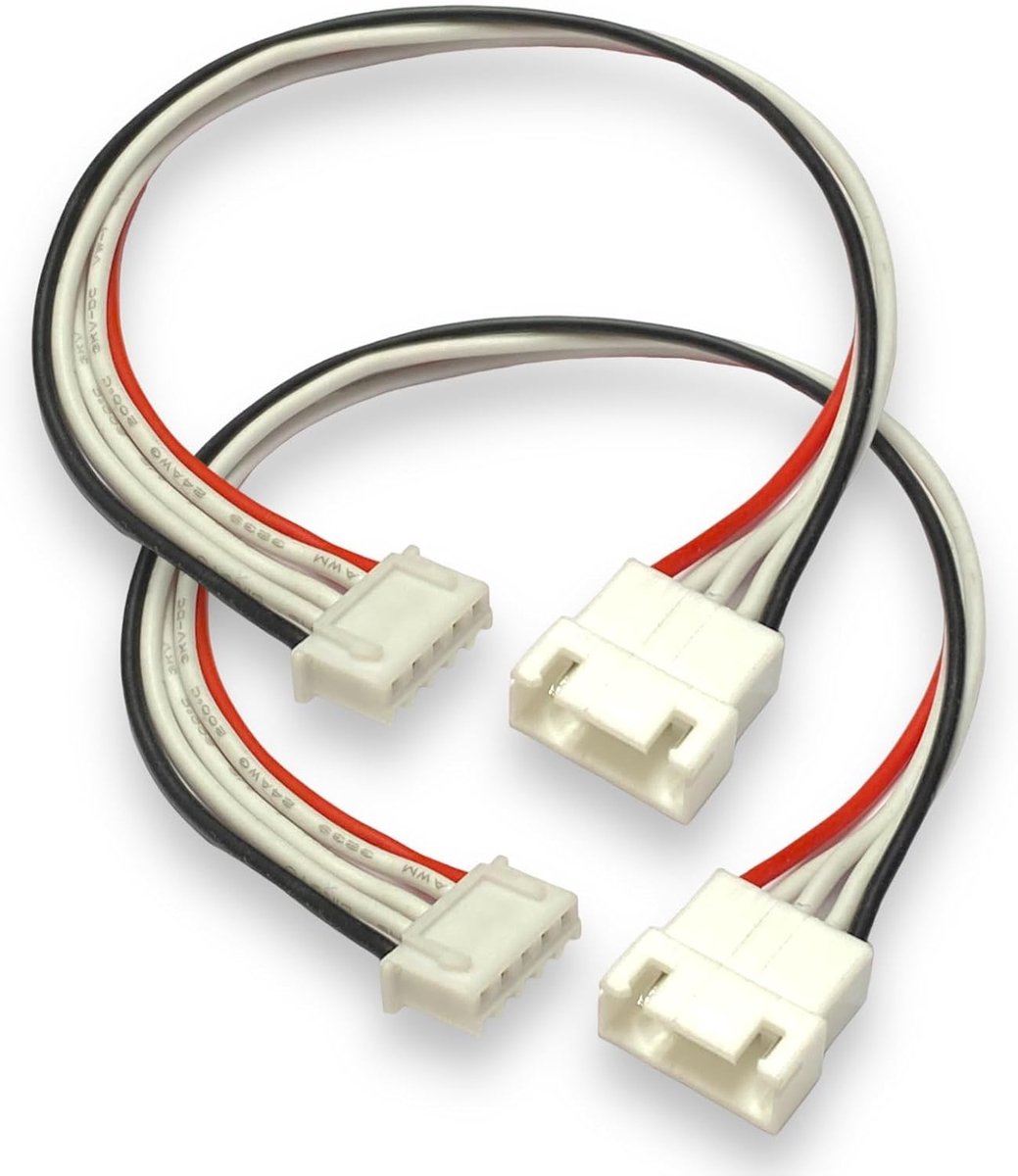 2 stuks JST-XH 4S 5-pins 30 cm 14,8 V Lipo accu premium balancerkabel verlengkabel oplaadkabel XH 2,50 mm stekker naar bus 24AWG siliconen kabel adapterkabel modelbouw