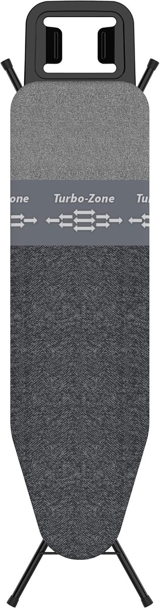 Strijkplank Next Black (Dual Action) – Next-technologie met Turbo- & Parkzone – Strijkoppervlak 120 x 38 cm – In hoogte verstelbaar tot 90 cm – Oeko-Tex hoes – 5 jaar garantie