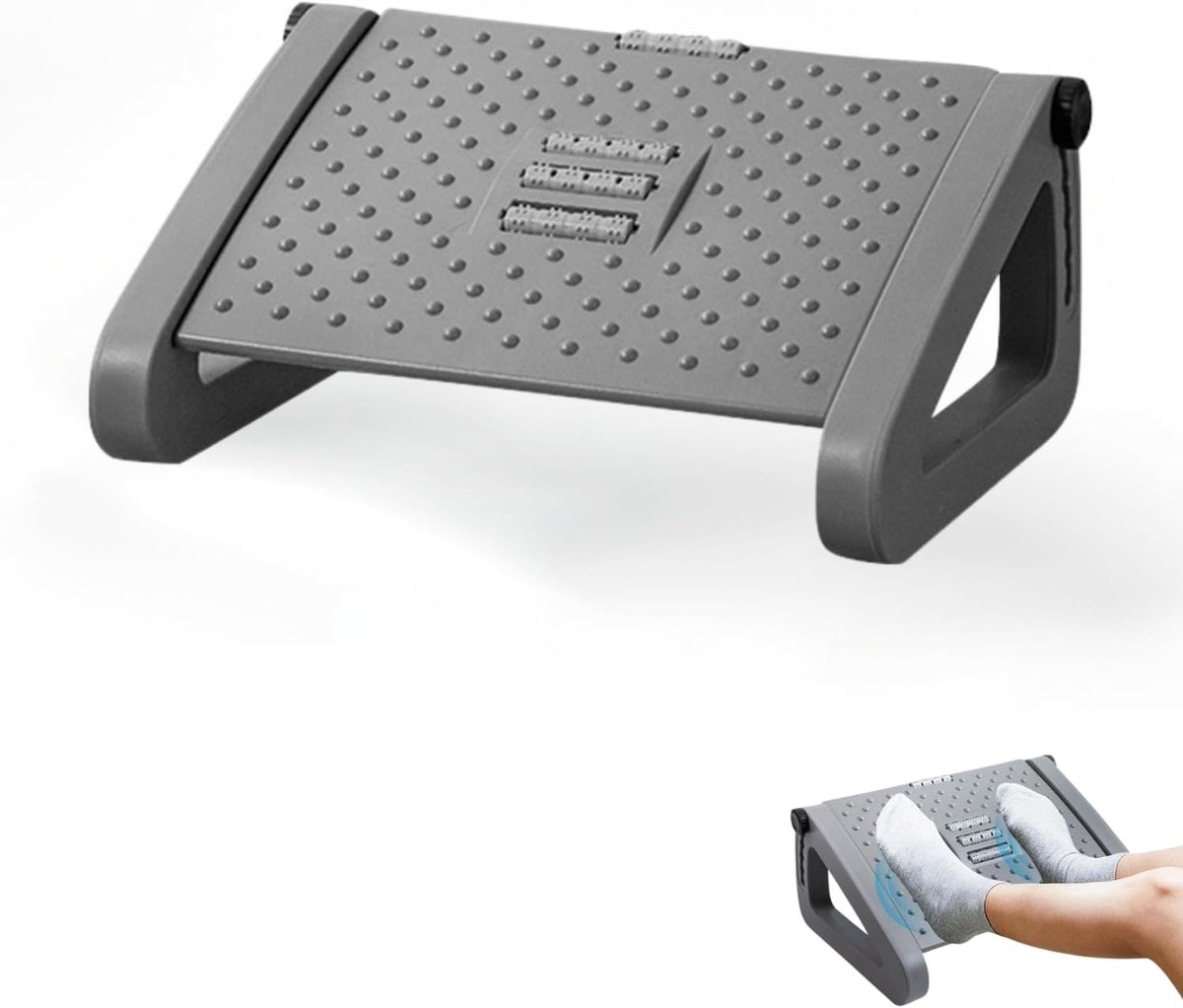 Voetensteun Onder het Bureau, Ergonomische Voetensteun voor op Kantoor, Antislip, Voetensteun met Massagefunctie, Verbetert de Houding en de Bloedsomloop, Ideaal voor op Het Werk en Thuis