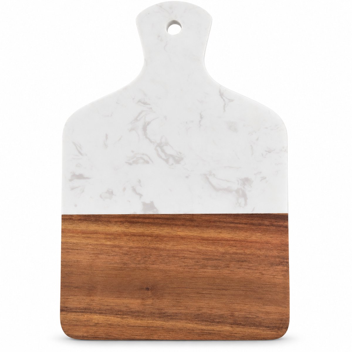 Nina’s Giftshop® Borrelplank – Acaciahout & Wit Marmer – Serveerplank – Tapasplank – Kaasplank – Cadeau voor Haar & Man