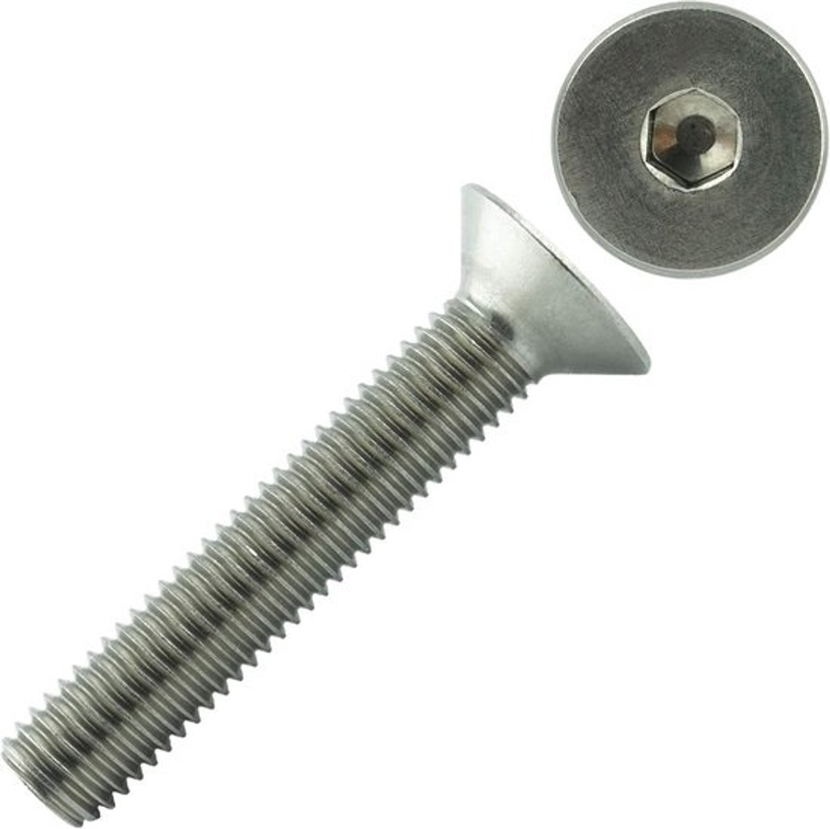 Verzonken Schroeven met Inbuskop M8 x 60mm - Volledig Draad - Roestvrij Staal A2 (30 Stuks)