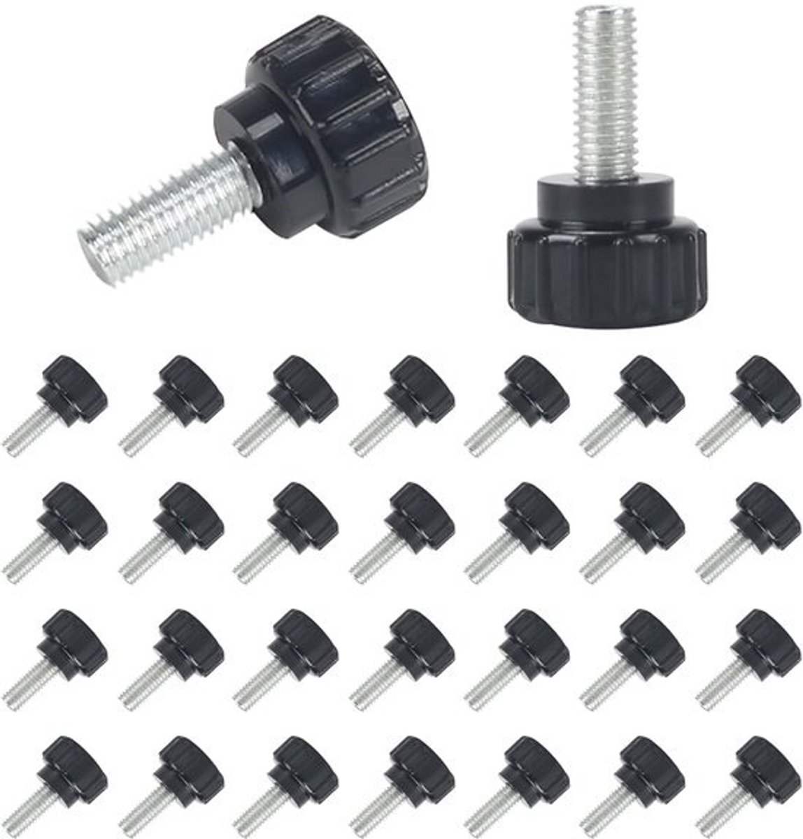 Ronde greepschroeven 30 stuks - M5 x 12 mm, klemknoppen en duimschroeven voor industriële toepassingen