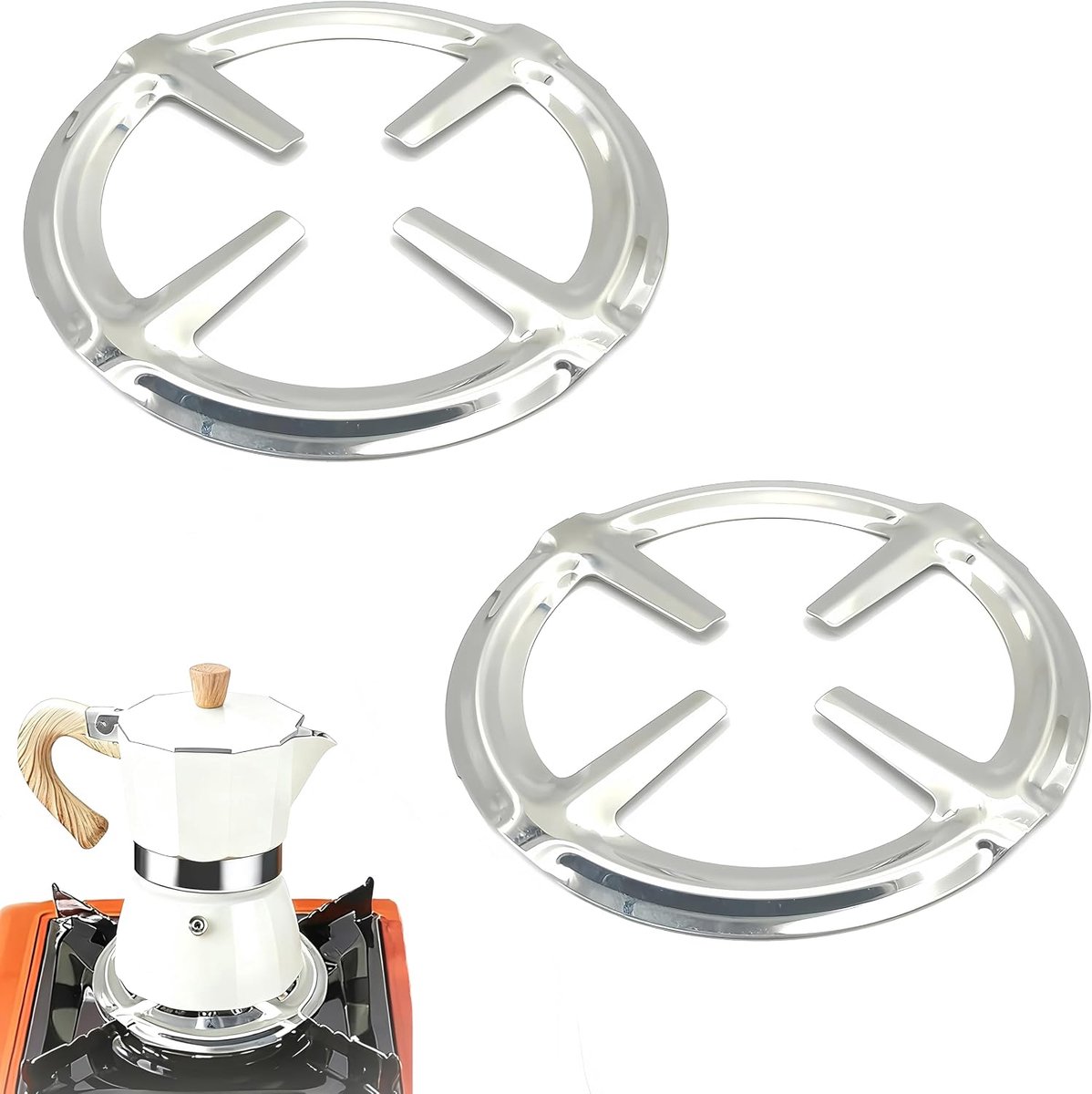 2 stuks wokringondersteuning, universele gietijzeren wokring gasfornuiskruis, pannendrager, gasring, reduceeronderzetter voor gasfornuis, espresso, koffiekoker, campingkooktoestel, pannensteun