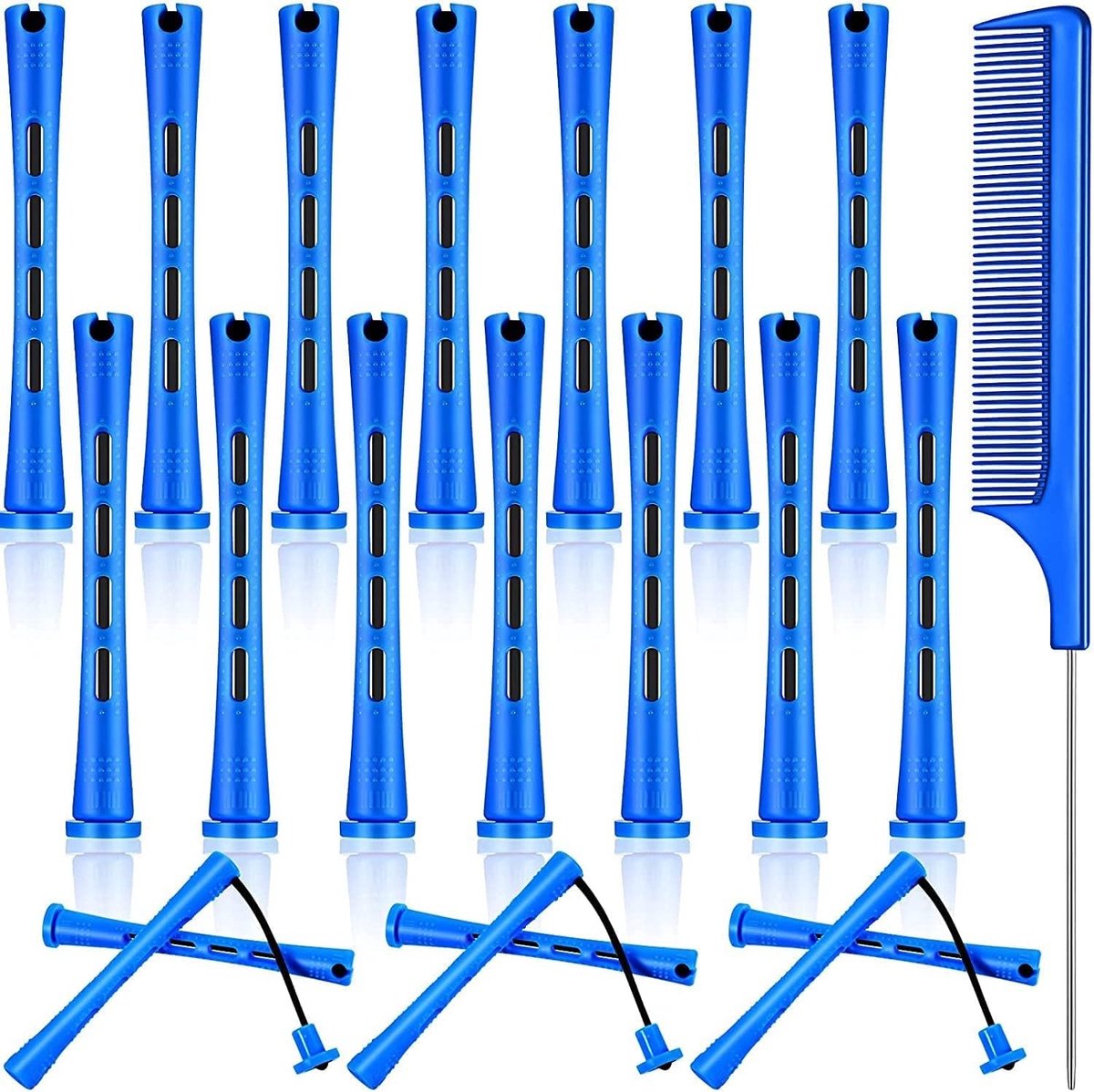 Complete Set van 21 Haar Permanentstaven met 20 Koude Golfstokken, Curlers en Kam voor Haarstyling en Krullen, 9mm Dikte