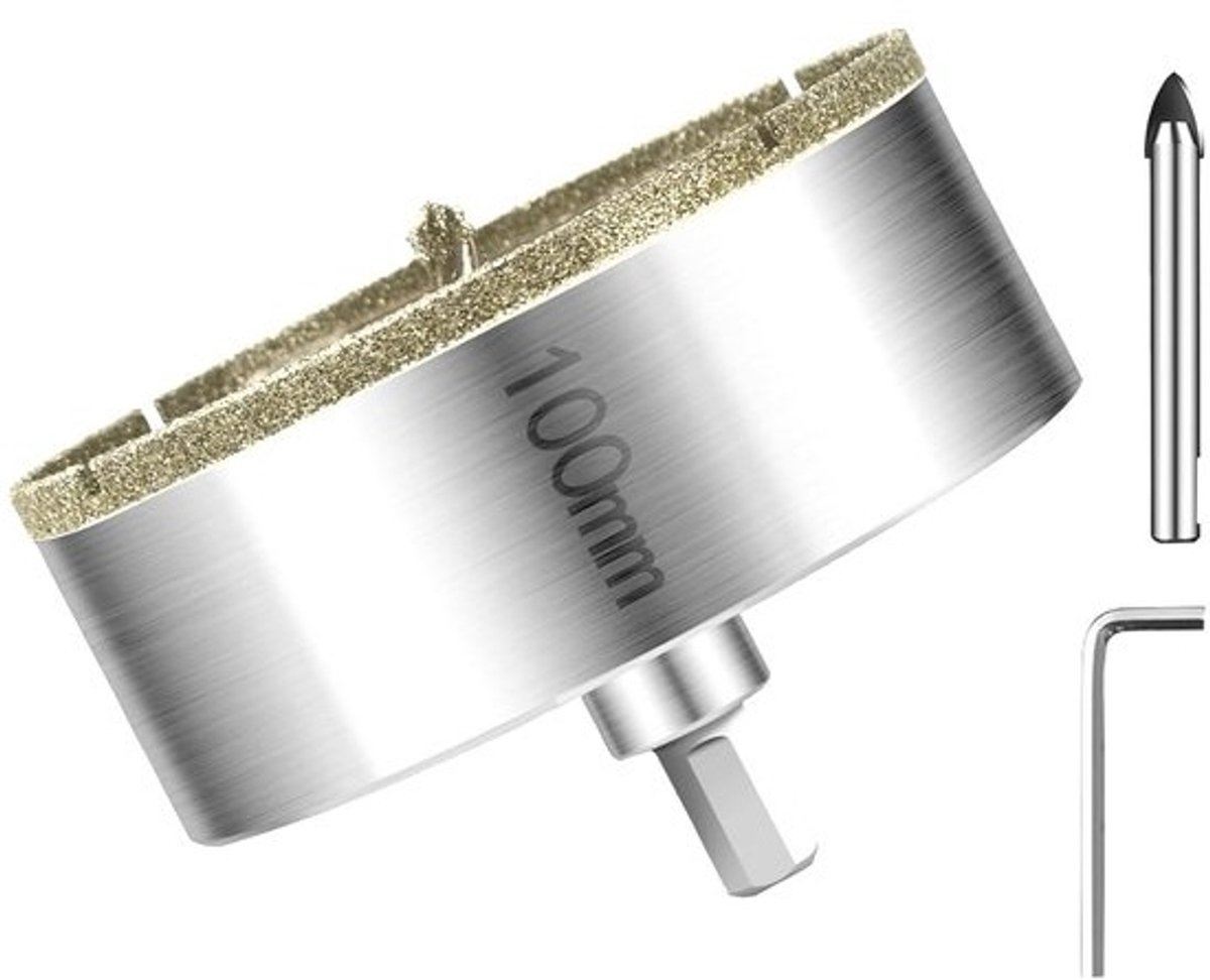 Diamant Kernboor - Tegelboor Glasboor - Precies Boren - Met Centerboor - 100 mm - Zilver