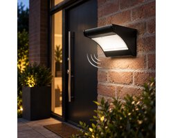 iplux Iplux® Solar LED Wandlamp SafeSense Lite - 450 lumen - Hoge Kwaliteit - Bewegingssensor - IP65 - 4000K - Aluminium