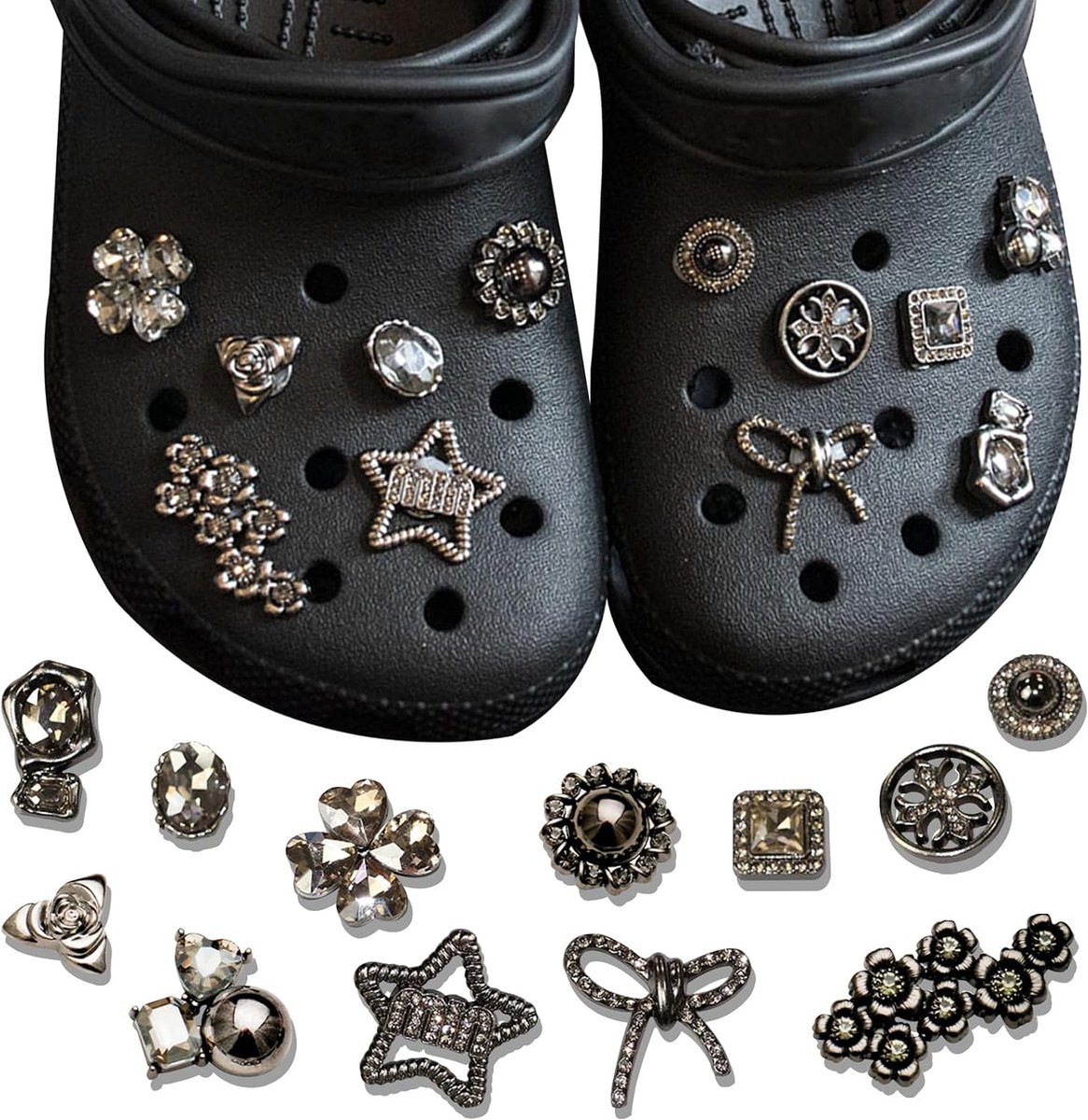 12 stuks schoendecoratie, elegante schoenaccessoires, zwarte collectie Shoe Charms, spinnenaccessoires, schoenen, modieuze decoratieve schoenen voor volwassenen en kinderen