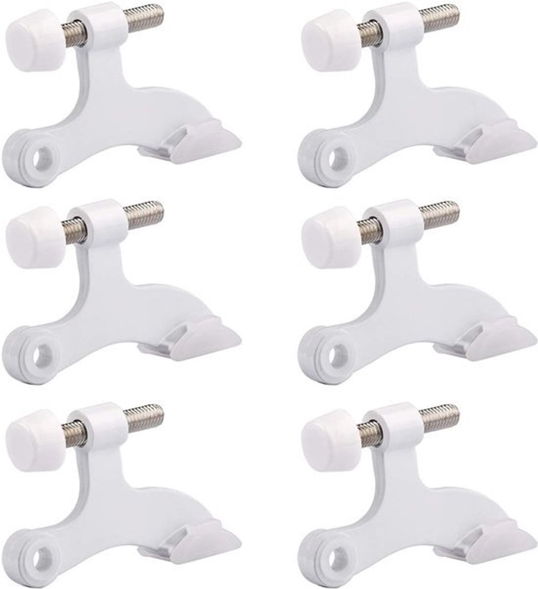 6x Verstelbare Witte Deurstoppers voor Scharnieren