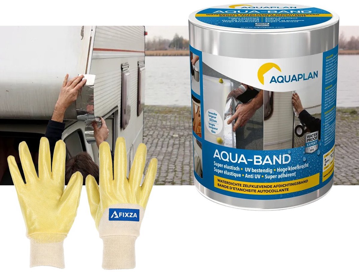 Aquaplan Aqua-Band Alu – set – Waterdichte Zelfklevende Afdichtingsband – Bitumen Tape voor Dakreparatie & Lekkages – UV-bestendige Aluminium Dakband – 10 m x 15 cm