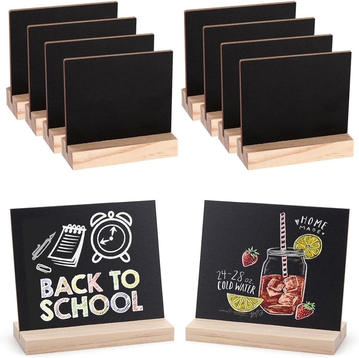 10 Stuks Mini Krijtborden,10cm x 7.5 cm voor Horeca,Buffet,Café (Zwart)