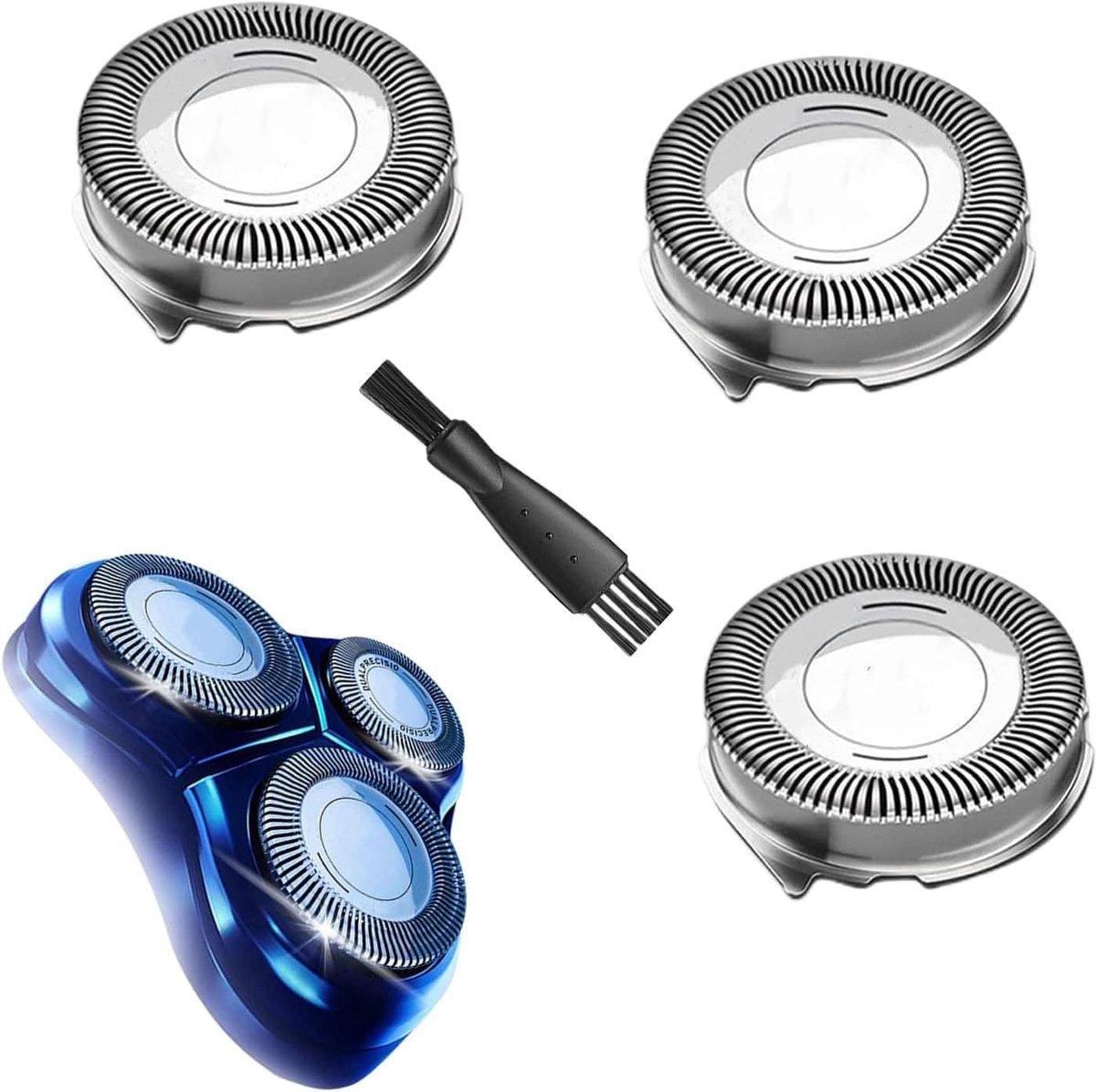 Vervangingsscheerkop voor Philips 1000/2000/3000/5000 Serie - 3 Stuks 22mm Rotatiescheerkoppen met Reinigingsborstel voor een 360° Glad Scheerresultaat
