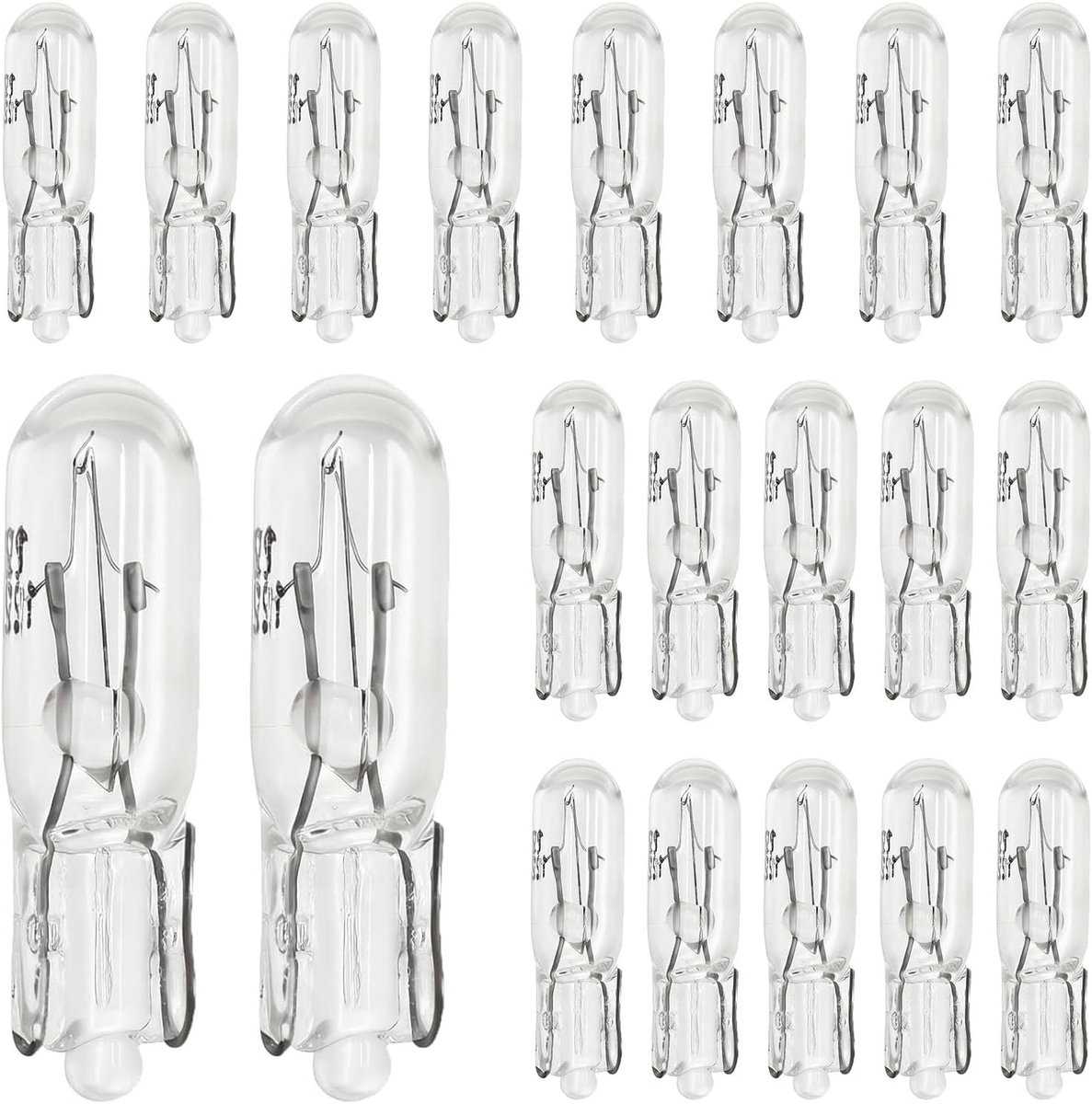 20 stuks T5, 12 V, 1,2 W, led, dashboard, reservelampen, T5, voor teller, auto, motorfiets, vrachtwagen (wit)