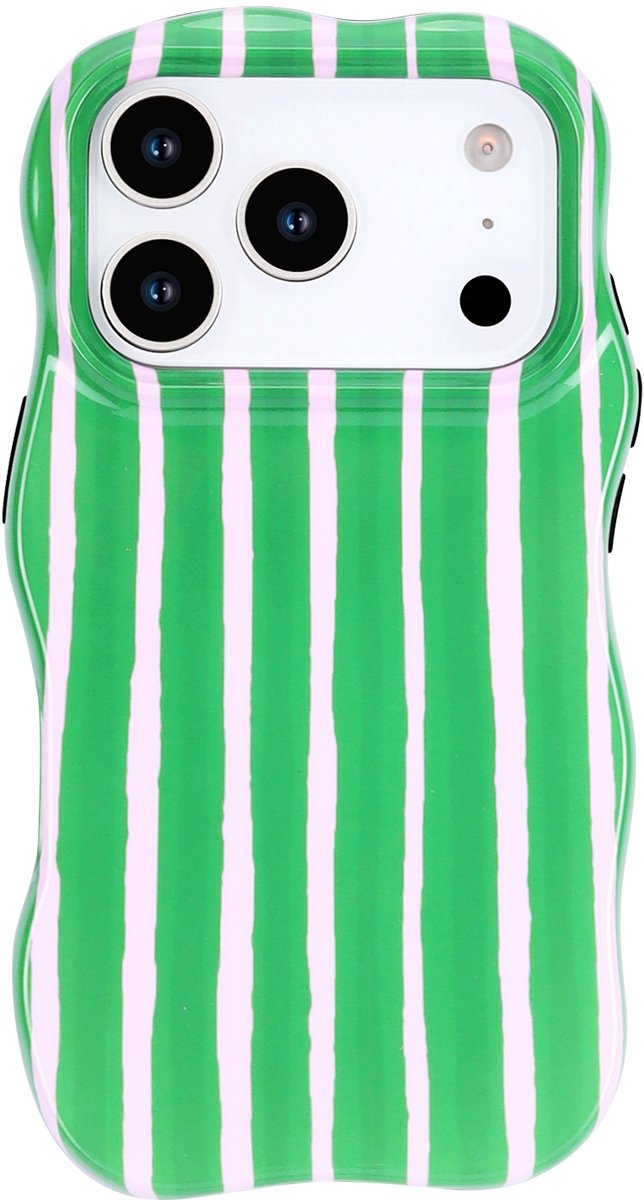 Casemania Hoesje Geschikt voor Apple iPhone 18 Pro Max - Wave Edge Back Cover - Groen - Golvend Telefoonhoes met Shockproof Bescherming
