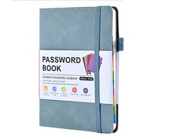 Wachtwoord Notitieboek A6 - Wachtwoordenboekje - Password Organizer - 14.5×11.3cm - Hemelsblauw - Internet Wachtwoord Logboek voor Websites, Computer & Login Beheer