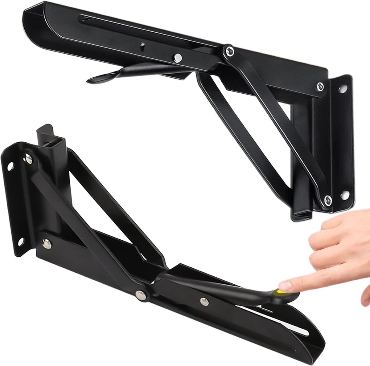 zware belasting, 200 mm, 2 stuks, klaphoek, roestvrij staal, klapscharnieren voor tafelbladen, klapconsole met vergrendeling, plankhouder, inklapbaar voor klaptafel, wandmontage (200 mm)