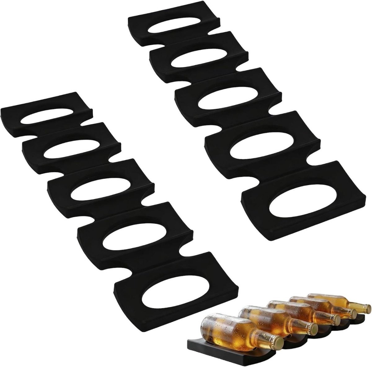 SSTRWGOOD 2 Stuks Keukenopbergaccessoires - Opbergorganizer voor Flessen - 31x9.5cm - Opvouwbaar en Antislip - Geschikt voor Meerdere Drankflessen - Silicone