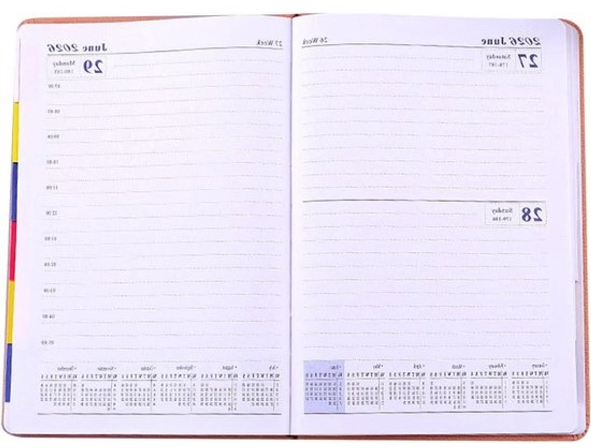 Agenda 2026 - Jaarplanner Persoonlijke Planning - Afspraken Organiseren - Elastische Sluitband - 24 x 18 x 4 cm - Bruin