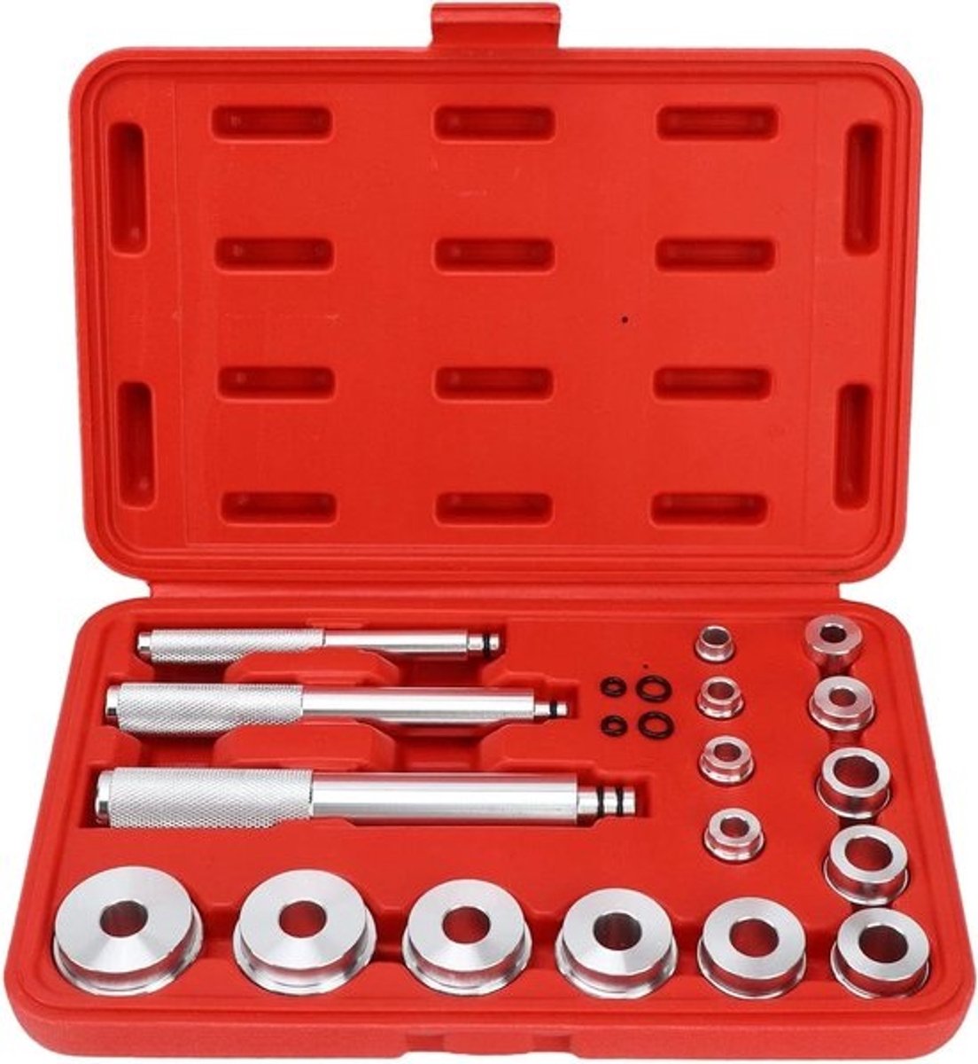 Lagerpers Gereedschapset - Wiellager Driver - Onderhoud Voertuigen - Aluminium Constructie - 28x18x6 cm - Zilverkleurig