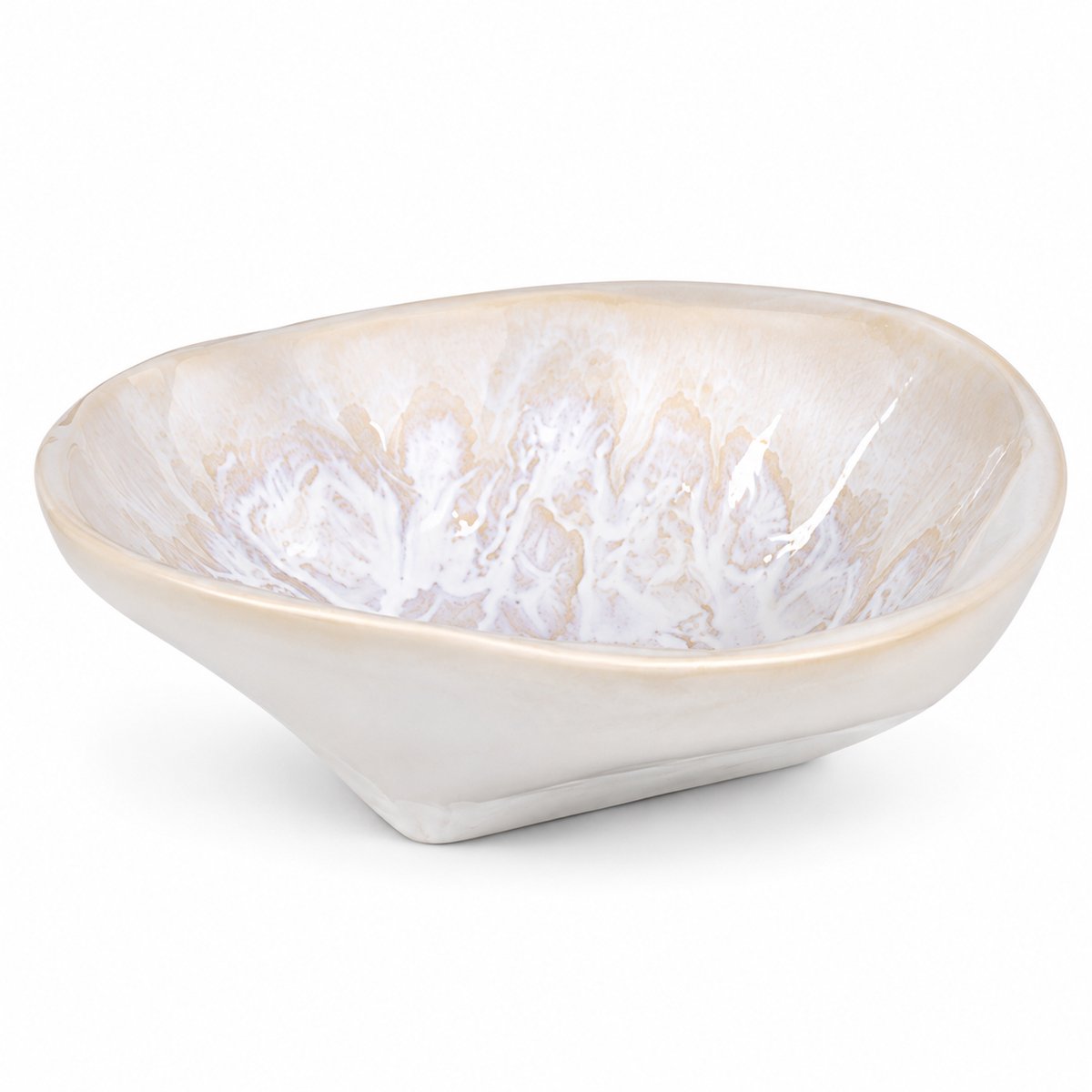 Fameilleur Porseleinen Kom- set van 4 stuks- 18cm Oyster Pure Pearl – Reactief Geglazuurde Ronde Kom voor Soepen, Salades, Ontbijt en Desserts, Vaatwasser- Servies voor Thuis en Horeca- Tapasschaal –Snackschaal –Modern Japandi Scandinavisch Servies