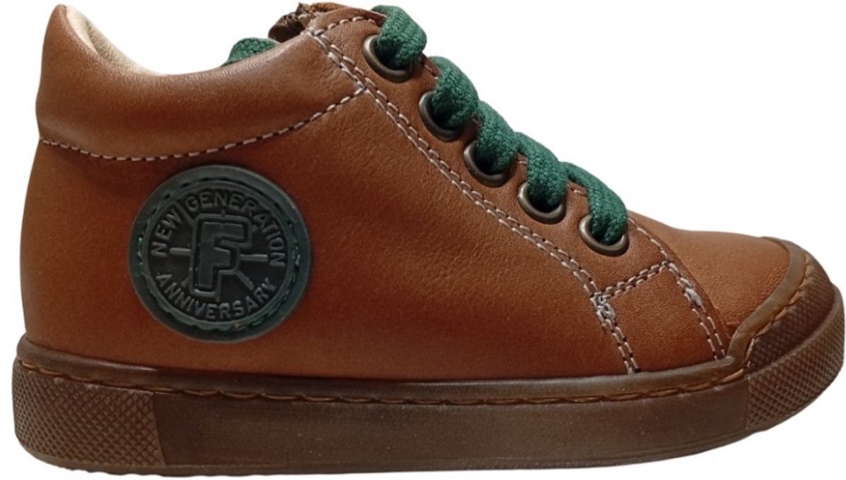 Falcotto - Alstro Zip - Mt 22- veter/zipper ronde logo lederen sneakers - cognac / groen