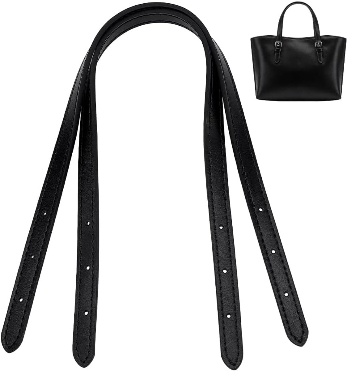 PandaHall 2 stuks rundleer riemen 45 cm zwart lederen portemonnee handgrepen 13,5 mm brede handtas riem voor portemonnees draagtassen schoudergrepen