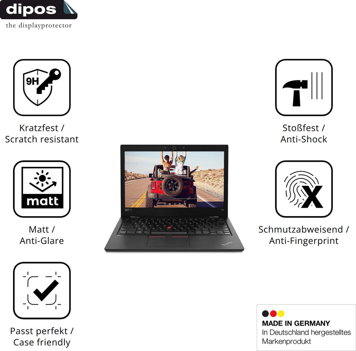 dipos – 2x Matte Pantserfolie geschikt voor Lenovo ThinkPad L380 | 9H Screenprotector