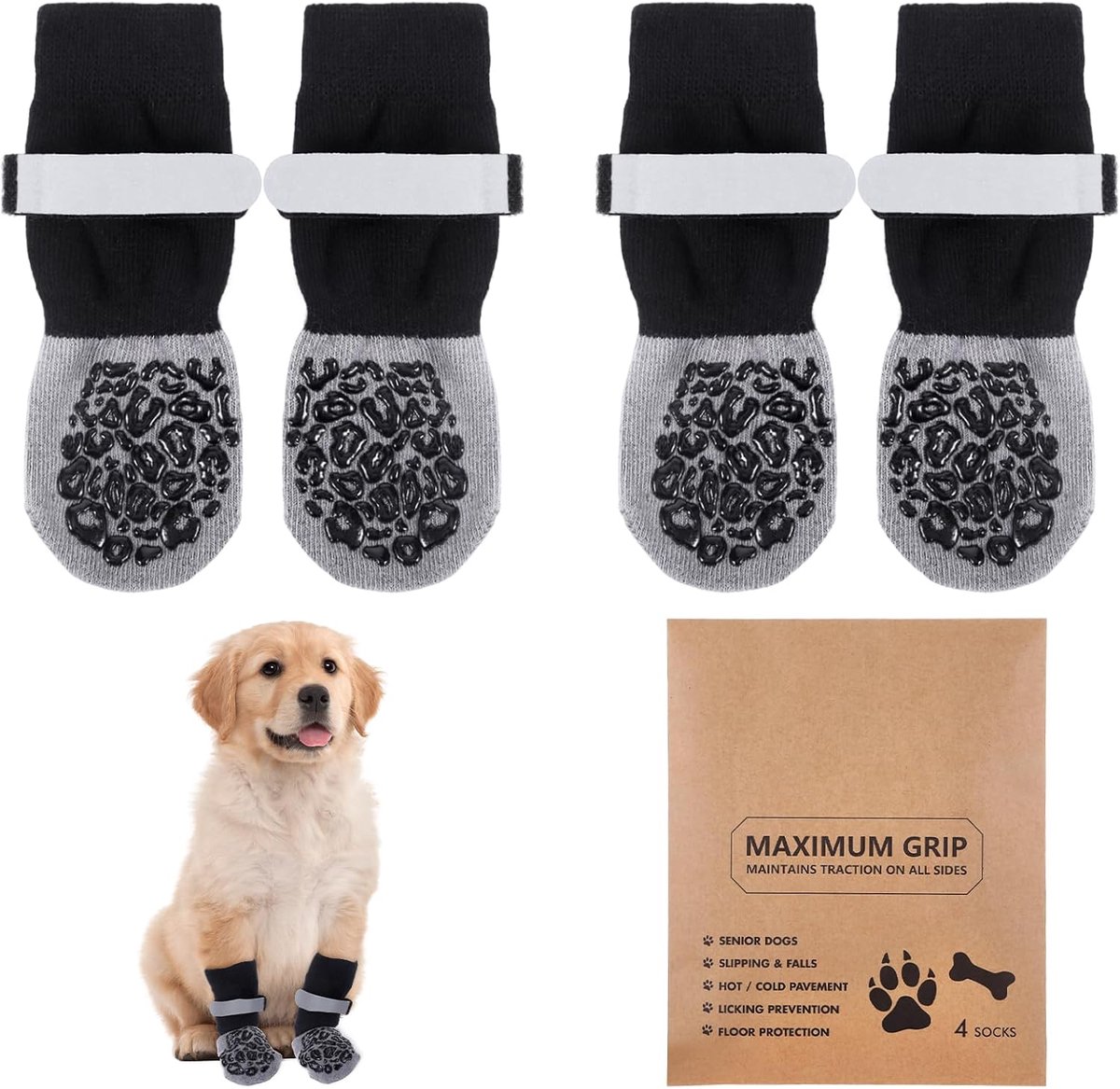 2 paar hondensokjes, anti-slip hondensokjes, hondenschoenen voor de zomer, pootbescherming voor honden, hondenschoenen sokken, hondensokjes voor binnen en buiten, bescherming tegen krassen op